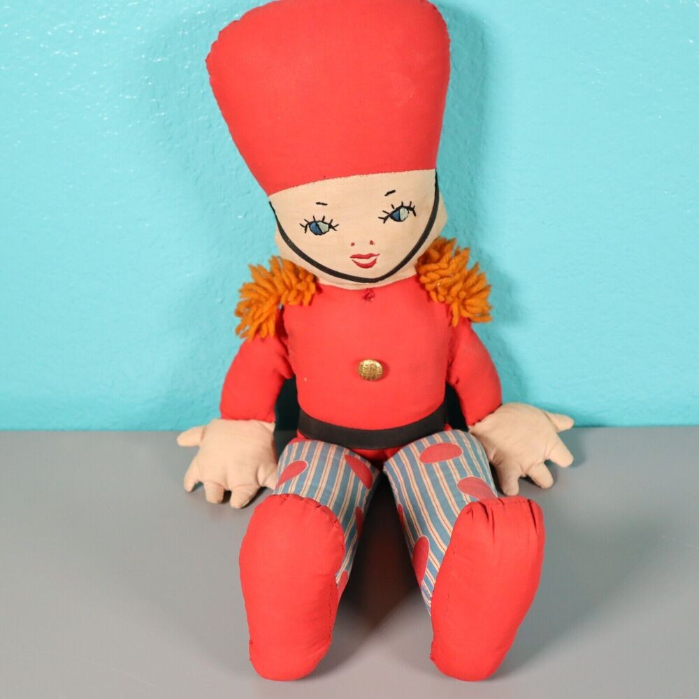 Vintage Handmade Toy Soldier Cloth Doll 19 inches